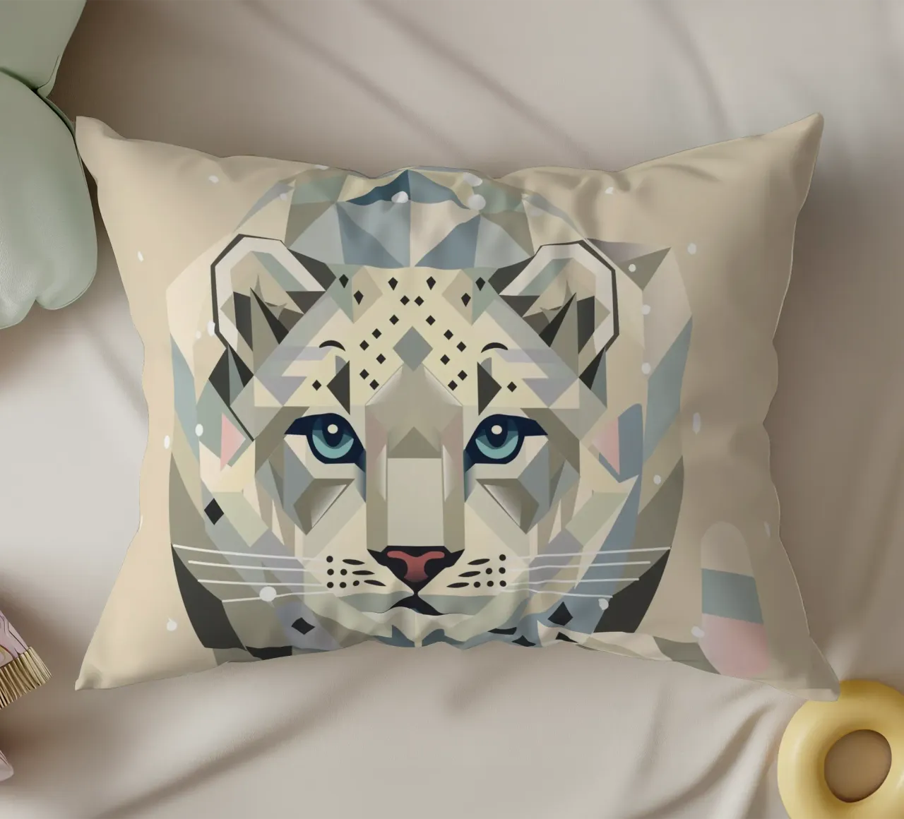 Geometrico leopardo delle nevi - forte eleganza in natura cuscino da namosh