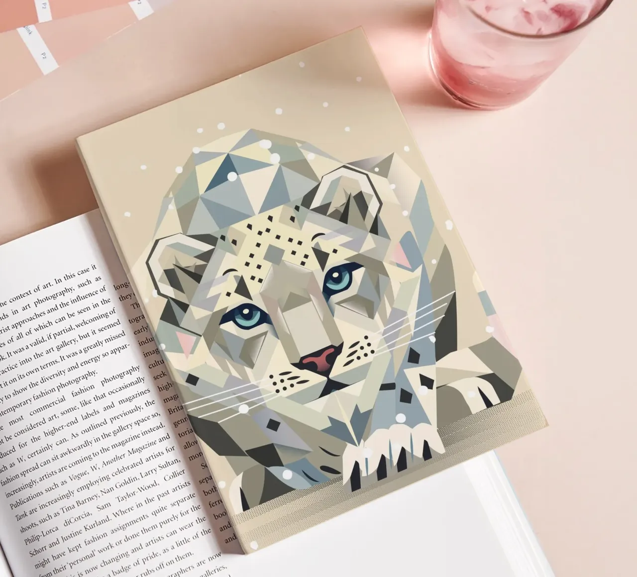 Geometric snow leopard - strong elegance in the wild notebook by namosh