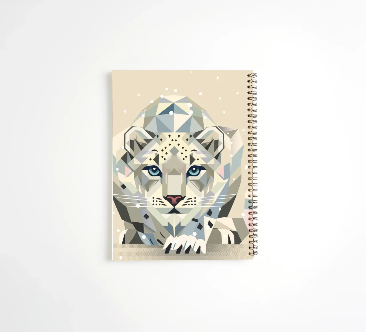 Geometric snow leopard - strong elegance in the wild spiral notebook by namosh