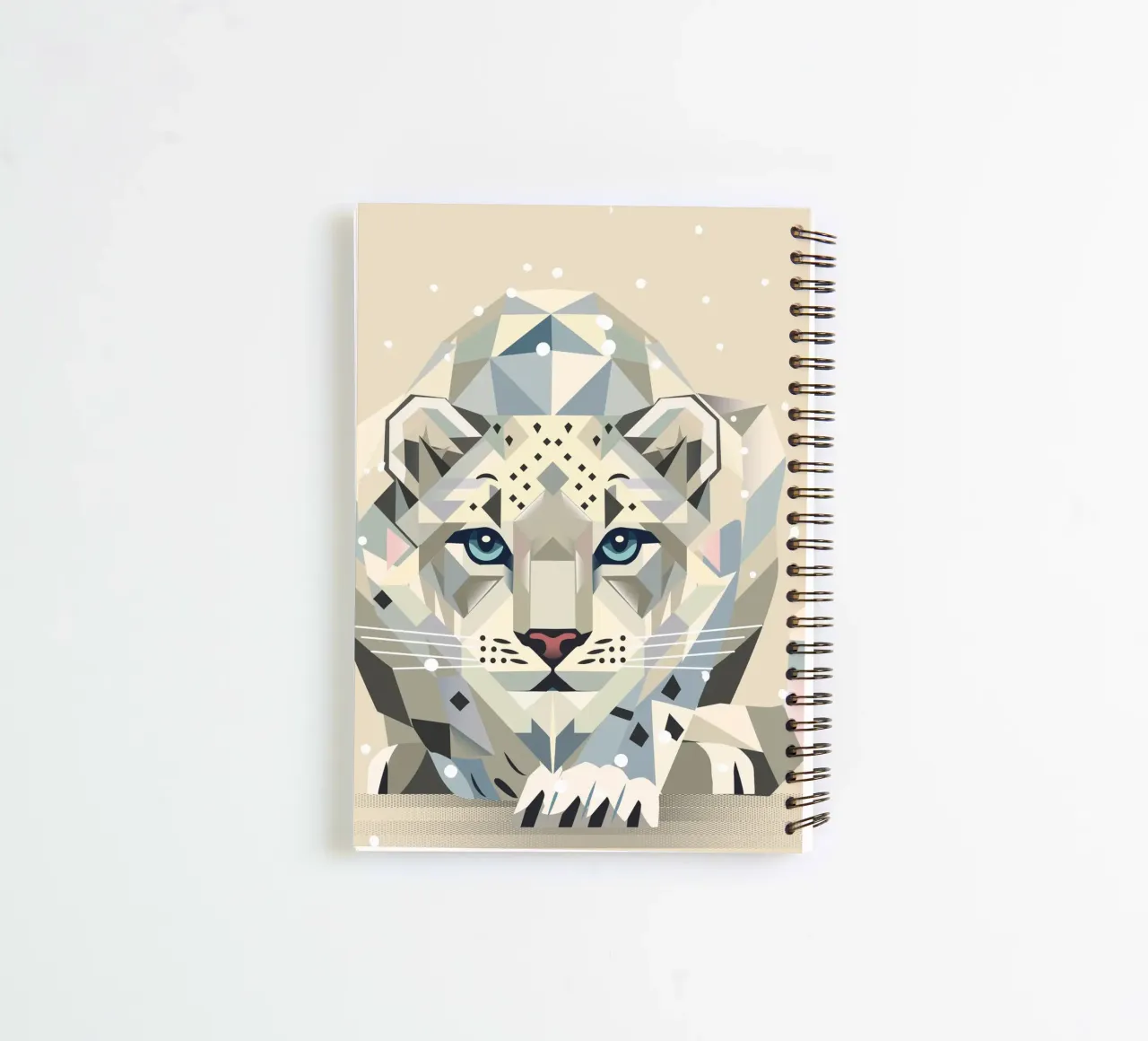 Geometric snow leopard - strong elegance in the wild spiral notebook by namosh