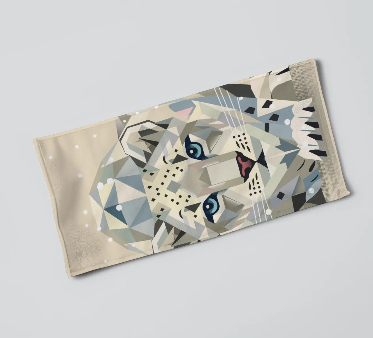 Geometric snow leopard - strong elegance in the wild towel by namosh