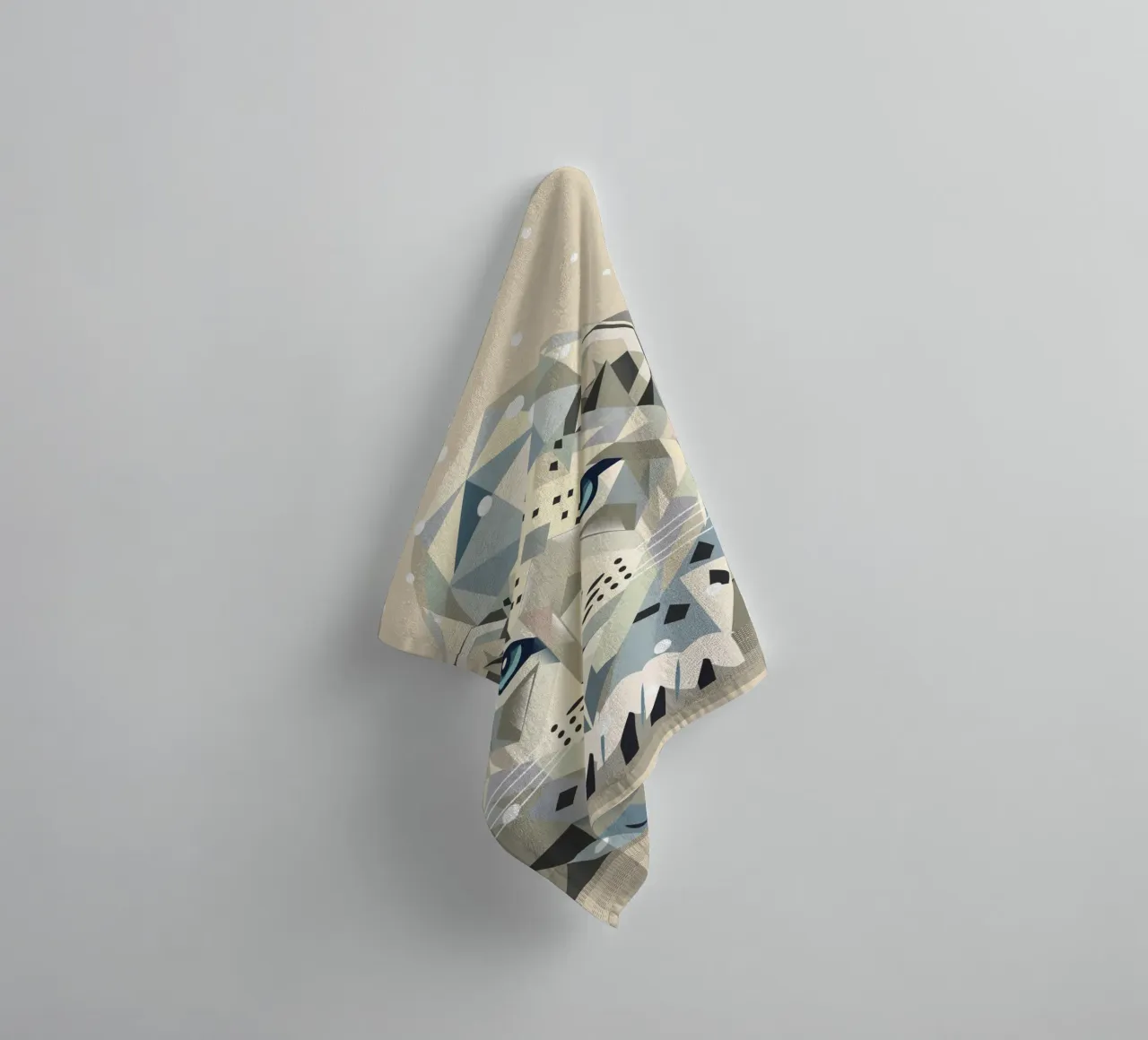 Geometric snow leopard - strong elegance in the wild towel by namosh