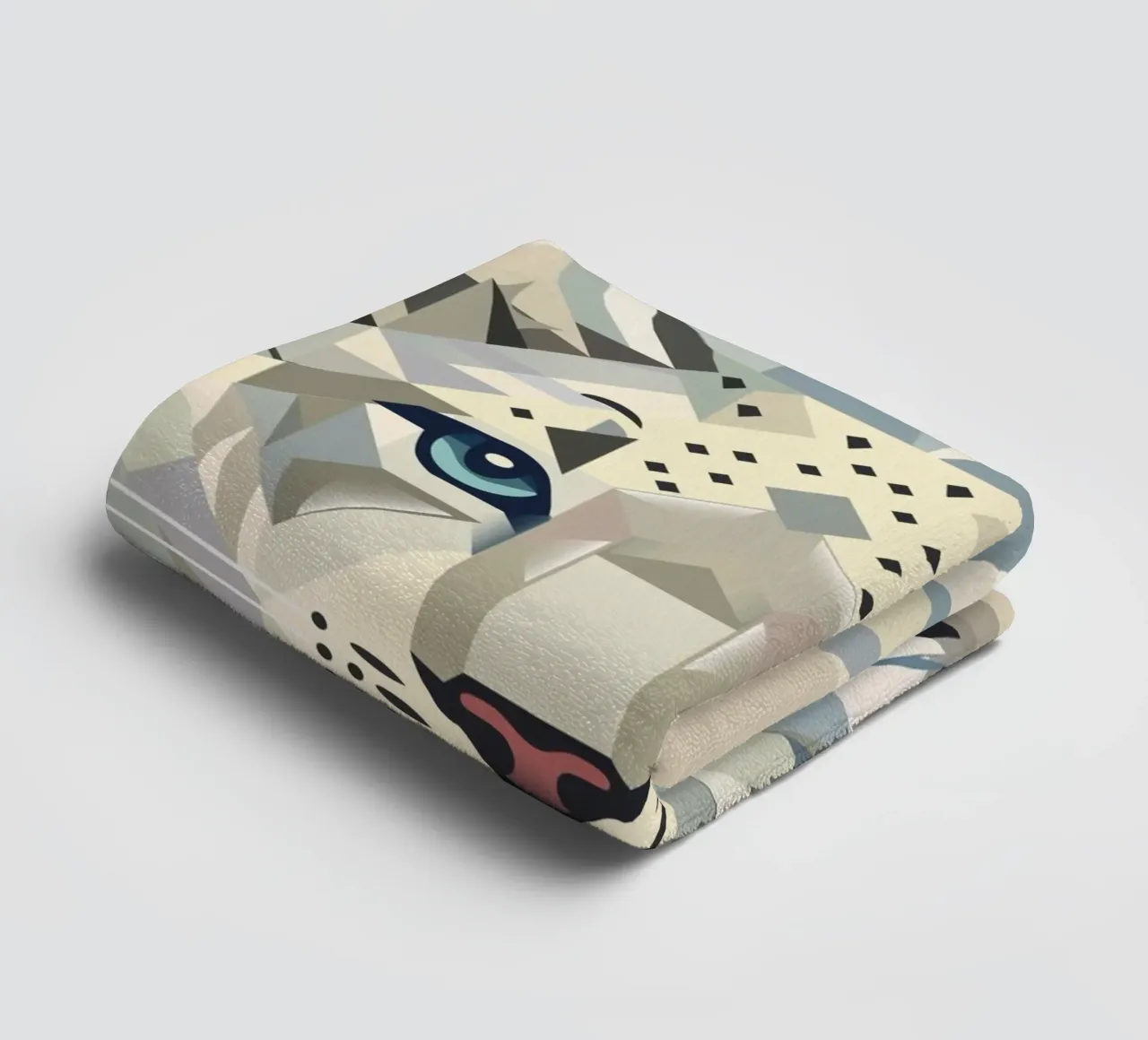 Geometric snow leopard - strong elegance in the wild towel by namosh