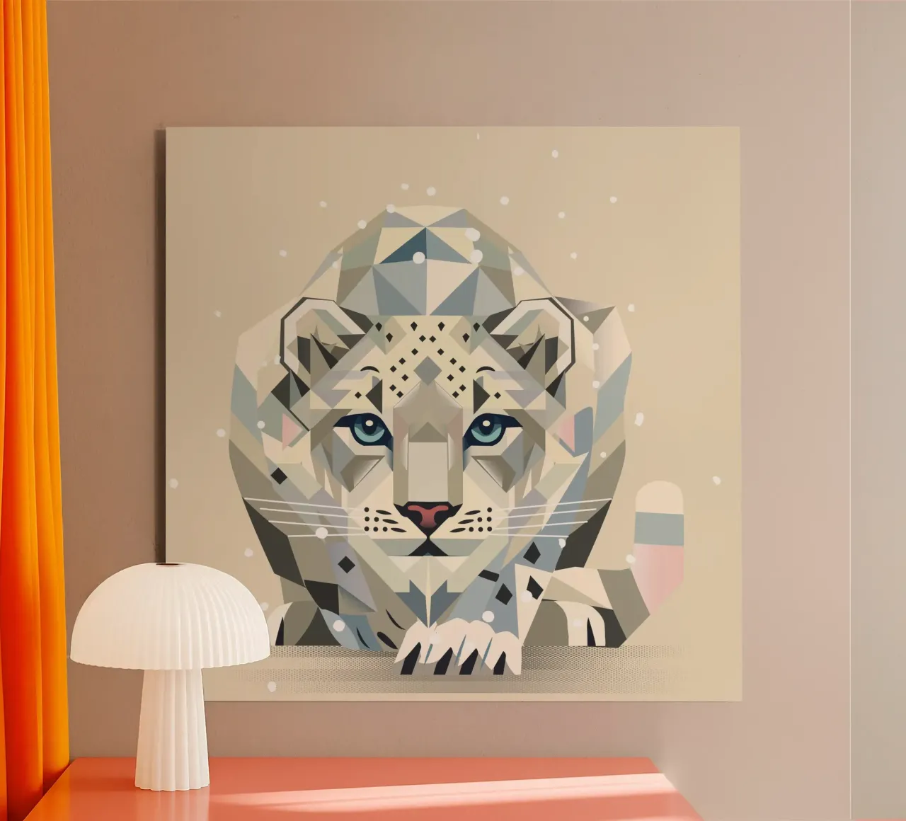 Geometric snow leopard - strong elegance in the wild forex plate by namosh
