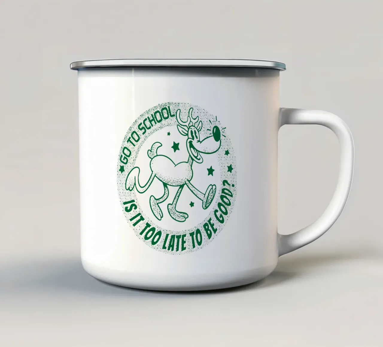 Andare a scuola è troppo tardi essere buoni tazza in smalto da Gunawan Rb