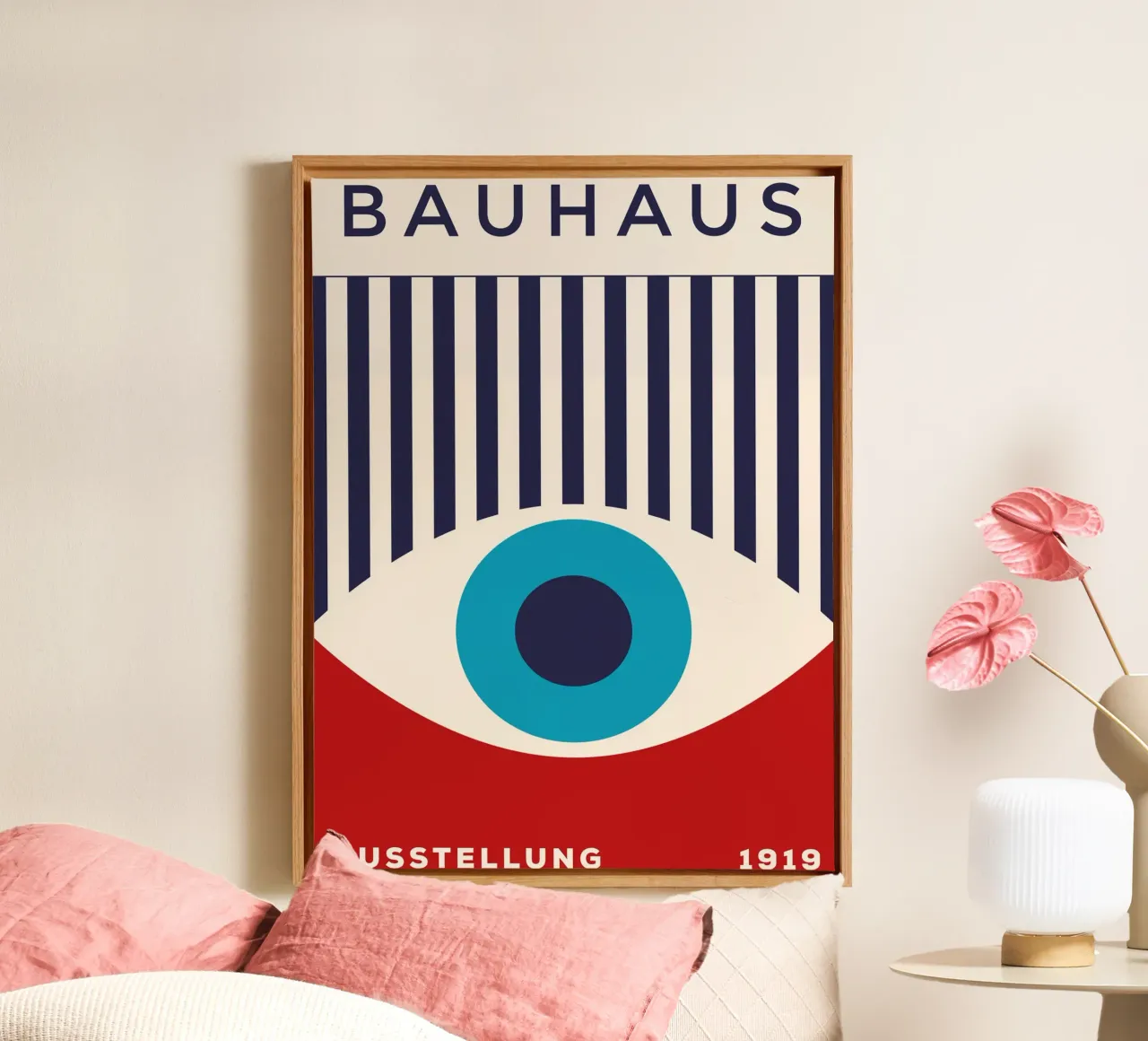 Bauhaus tentoonstelling 1919 - Retro graphics in primaire kleuren canvas van Whole©