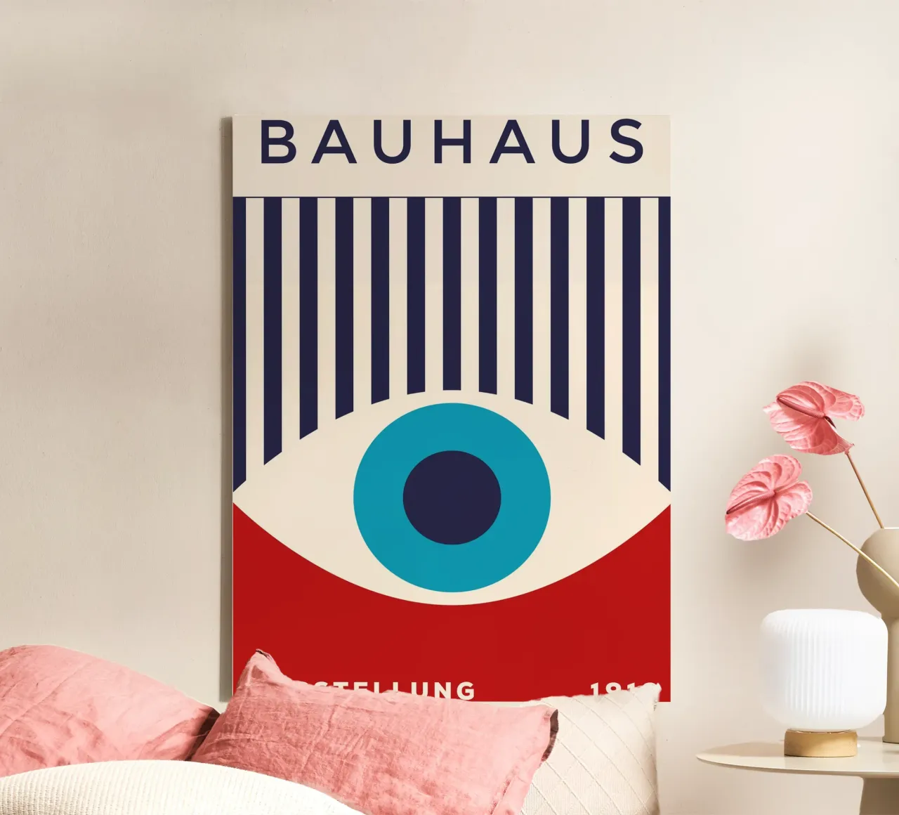 Bauhaus tentoonstelling 1919 - Retro graphics in primaire kleuren canvas van Whole©