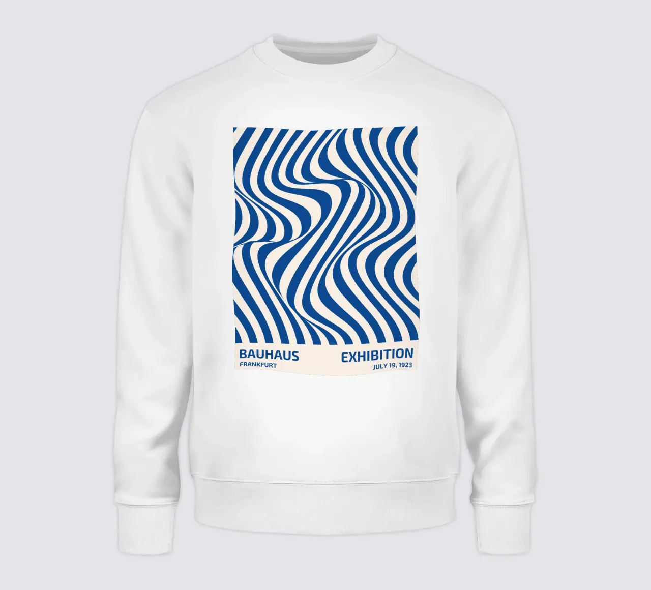 Bauhaus Wellenmuster – Abstrakte Kunst in Blau-Weiß Sweatshirt von Whole©