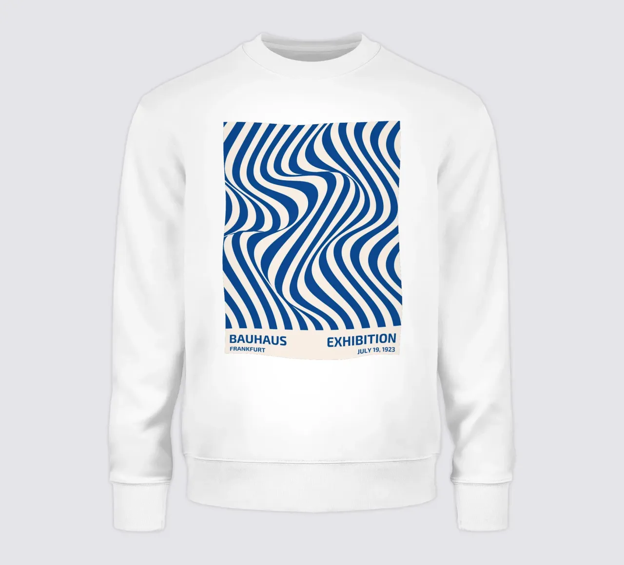 Bauhaus Wellenmuster – Abstrakte Kunst in Blau-Weiß Sweatshirt von Whole©
