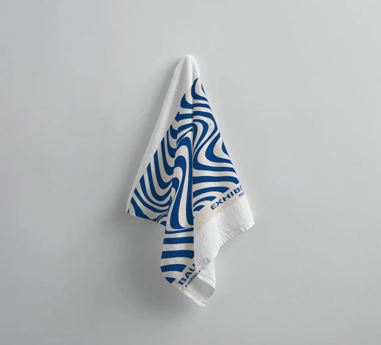 Bauhaus wave pattern - Abstract art in blue and white towel by Whole©