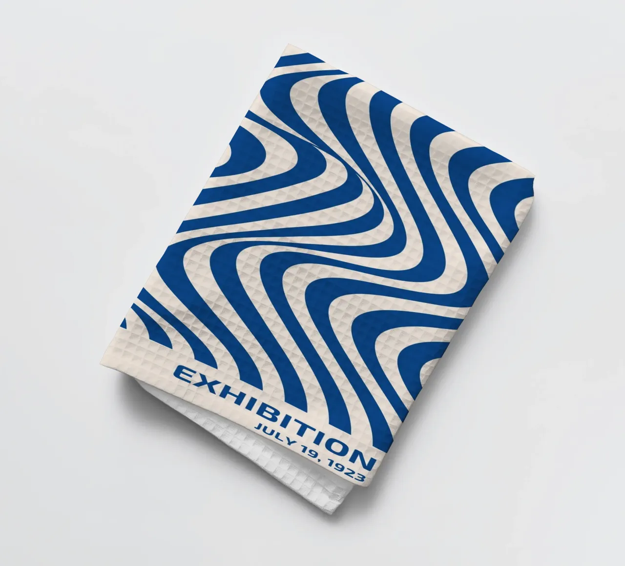 Bauhaus Wellenmuster – Abstrakte Kunst in Blau-Weiß Geschirrtuch von Whole©