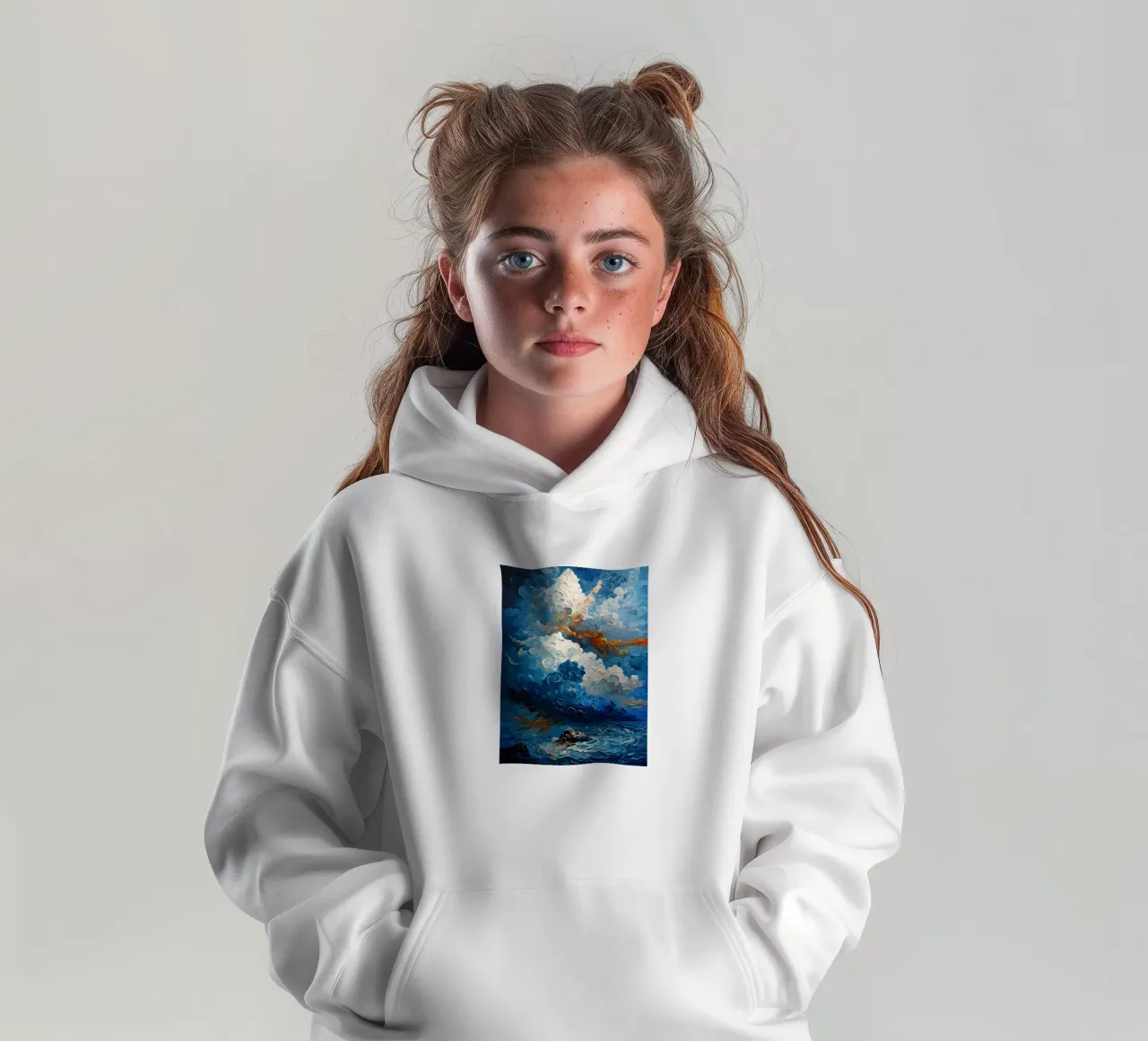 Paesaggio marino in tempesta felpa bambino con cappuccio da Artistic-shop