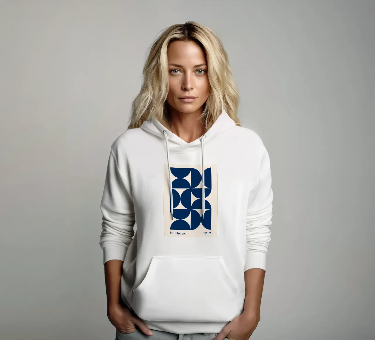 Bauhaus Geometry - Abstract shapes in blue hoodie by Whole©