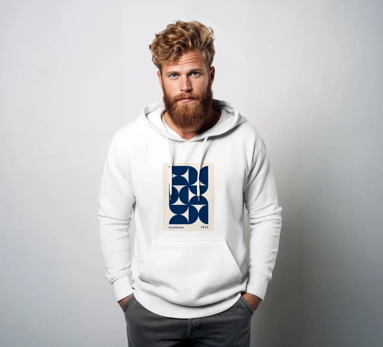 Bauhaus Geometry - Formas abstractas en azul sudadera con capucha de Whole©