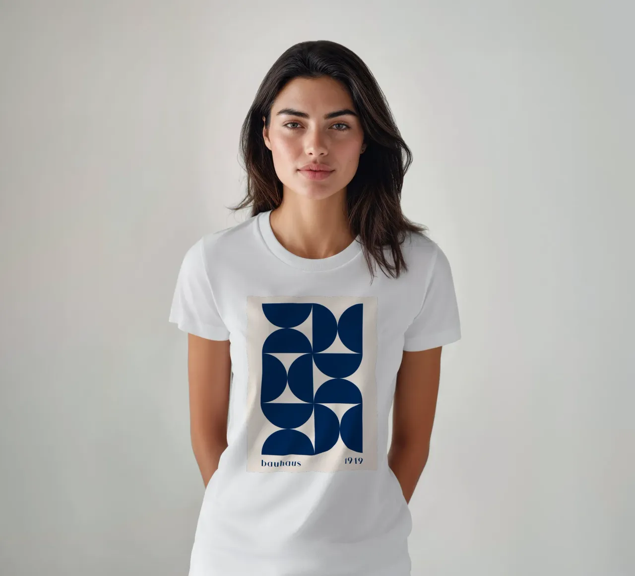 Bauhaus Geometry - Abstract shapes in blue t-shirt by Whole©
