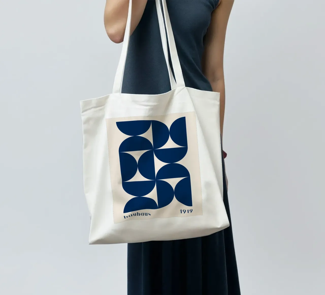 Bauhaus Geometry - Abstract shapes in blue tote bag by Whole©