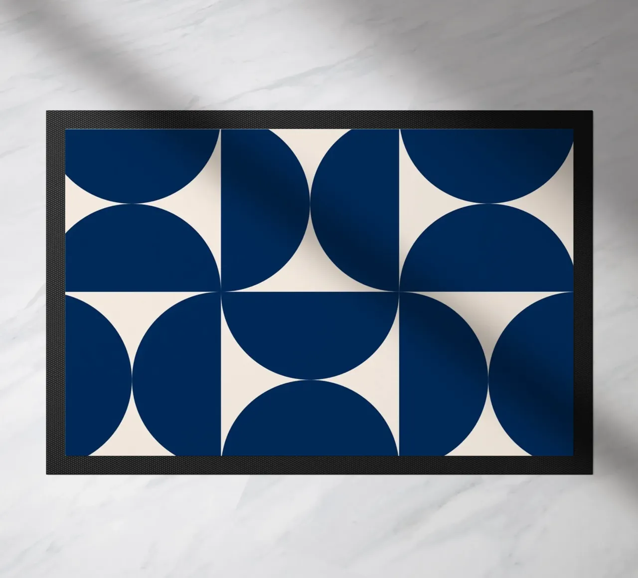 Bauhaus Geometry - Abstract shapes in blue doormat by Whole©