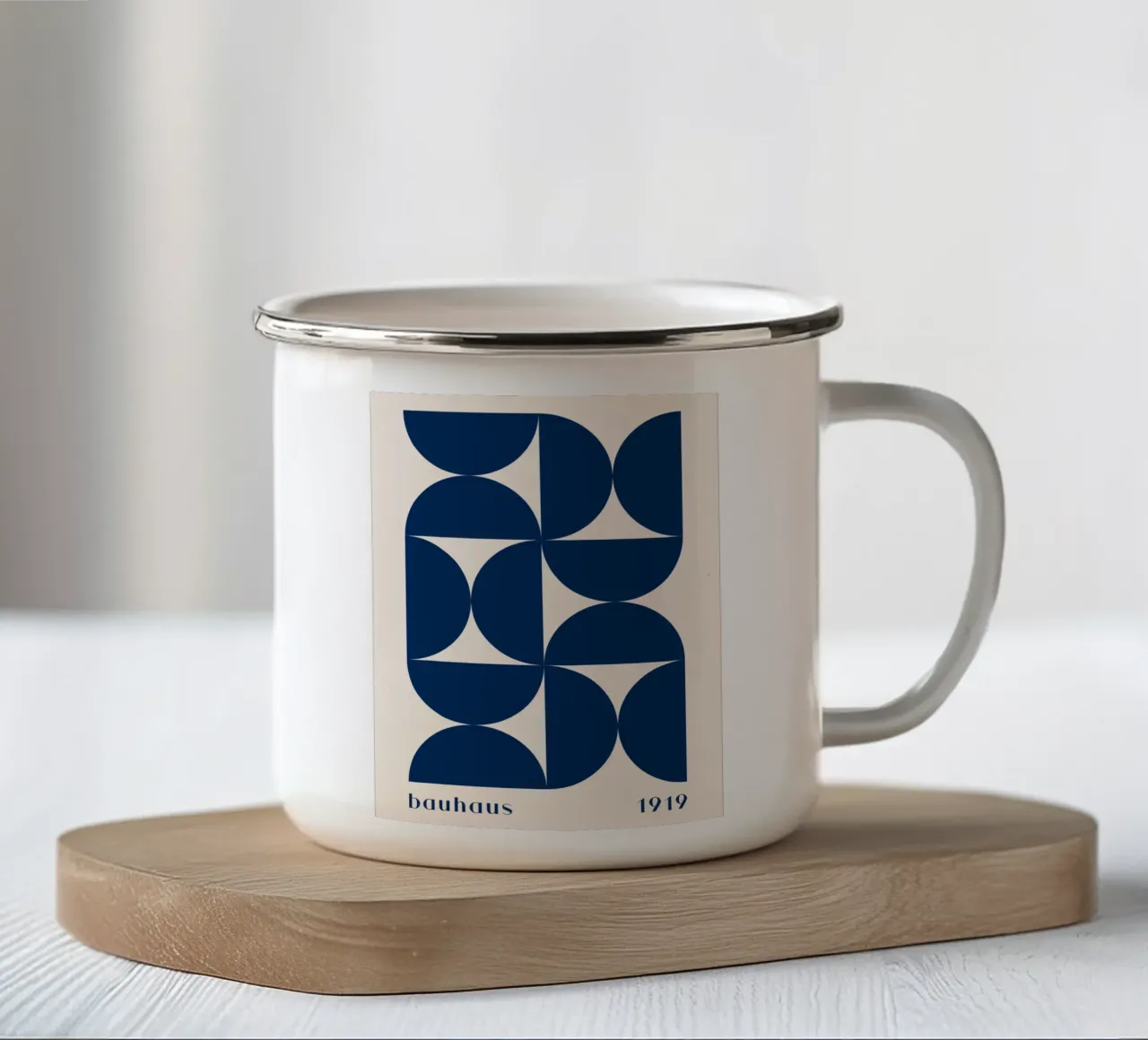 Geometria Bauhaus - Forme astratte in blu tazza in smalto da Whole©