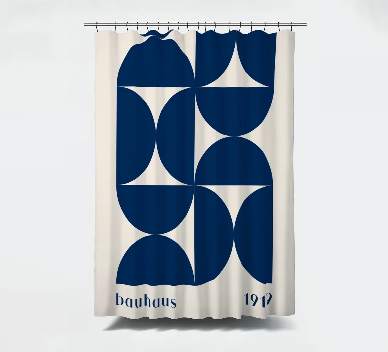Bauhaus Geometry - Abstracte vormen in blauw douchegordijn van Whole©