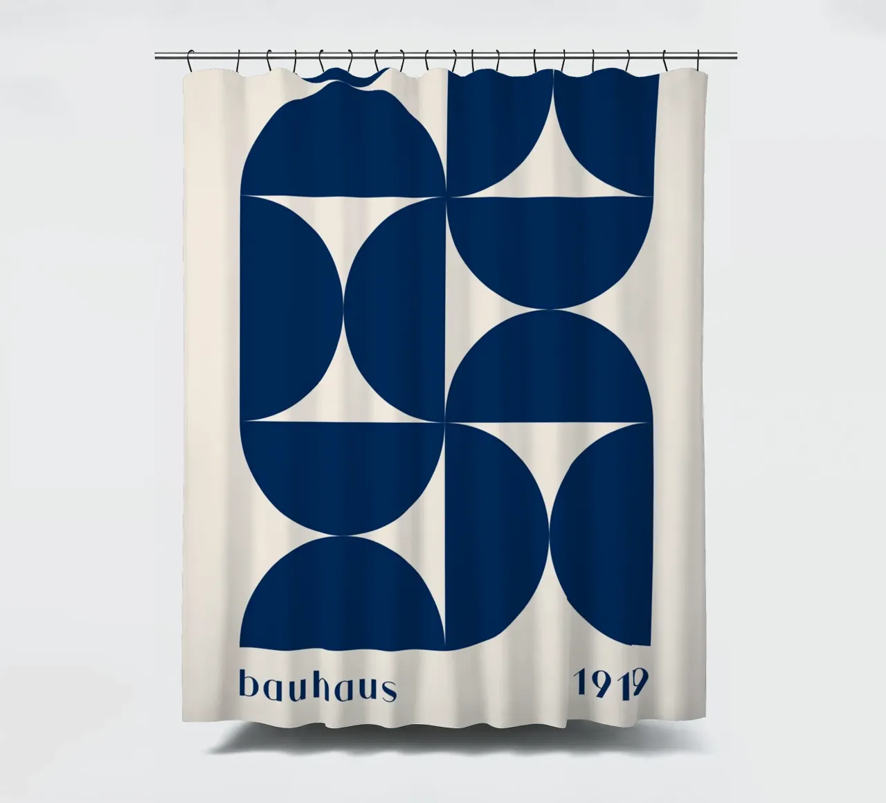 Bauhaus Geometry - Abstracte vormen in blauw douchegordijn van Whole©