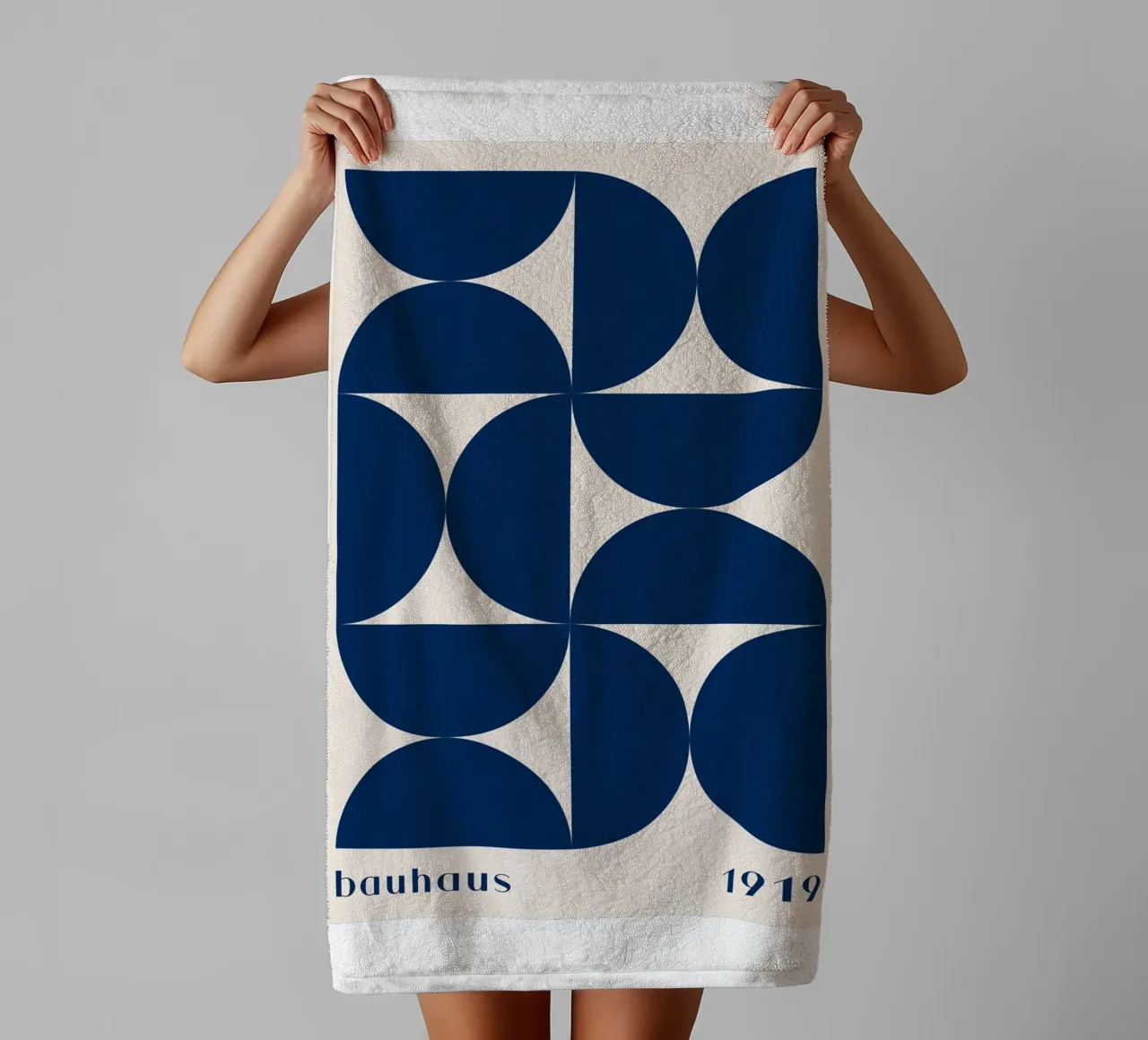 Bauhaus Geometry - Abstract shapes in blue towel by Whole©