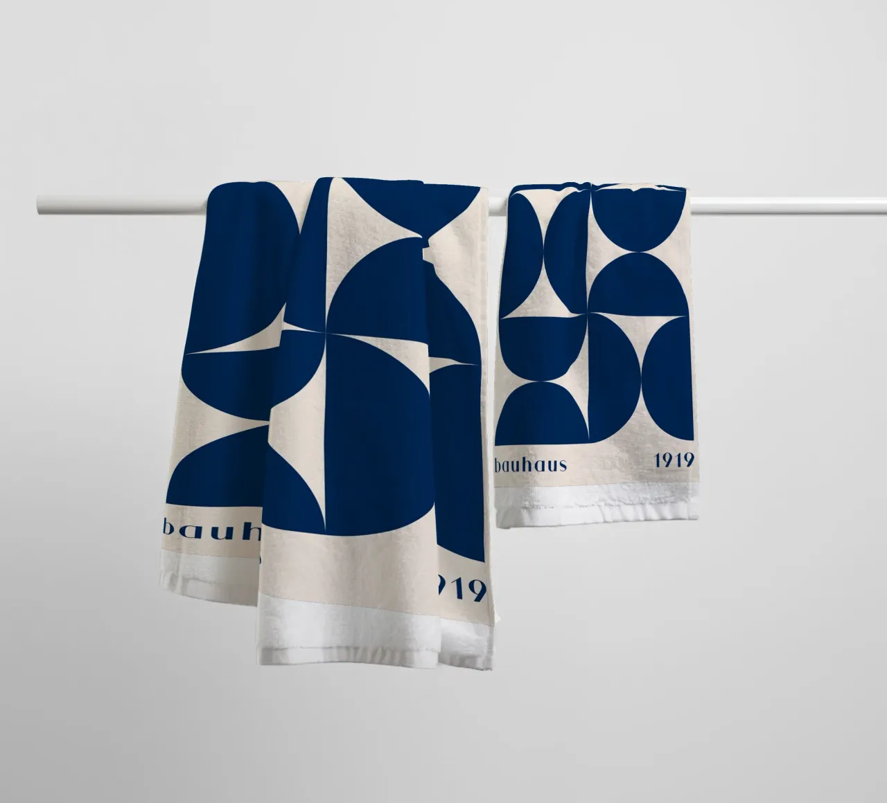 Bauhaus Geometry - Abstract shapes in blue towel by Whole©