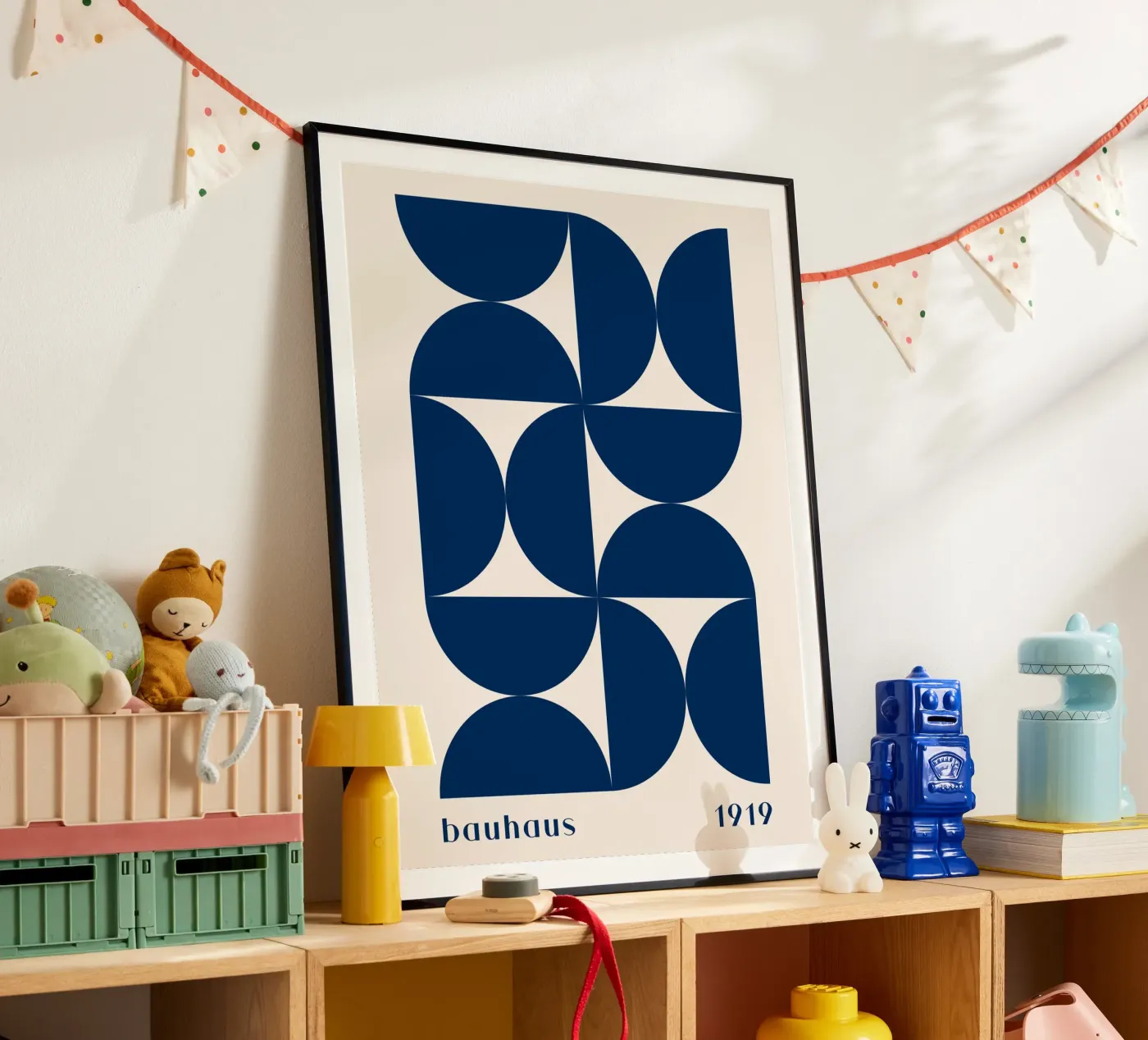 Bauhaus Geometry - Abstract shapes in blue poster by Whole©