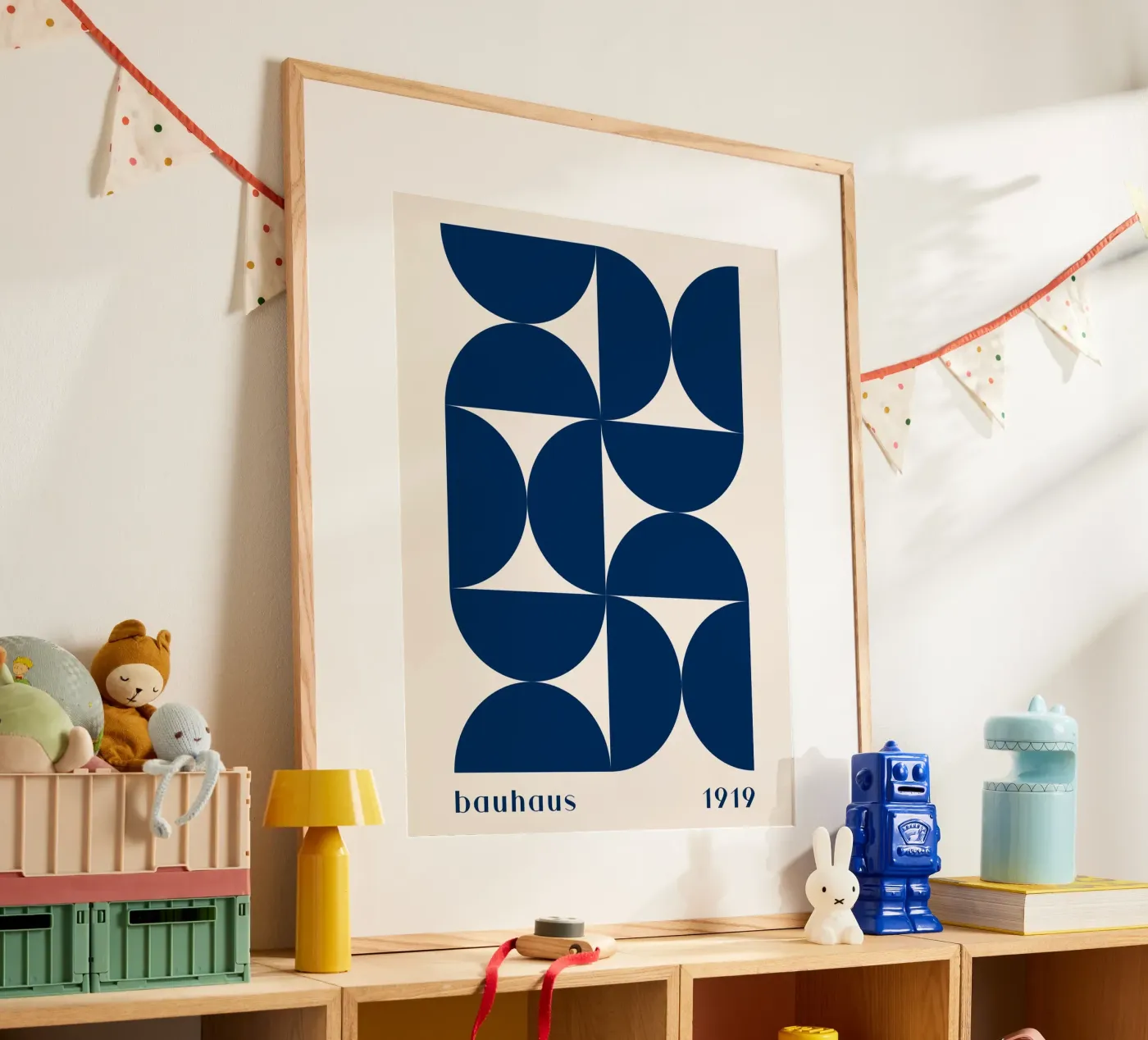 Bauhaus Geometry - Abstract shapes in blue poster by Whole©