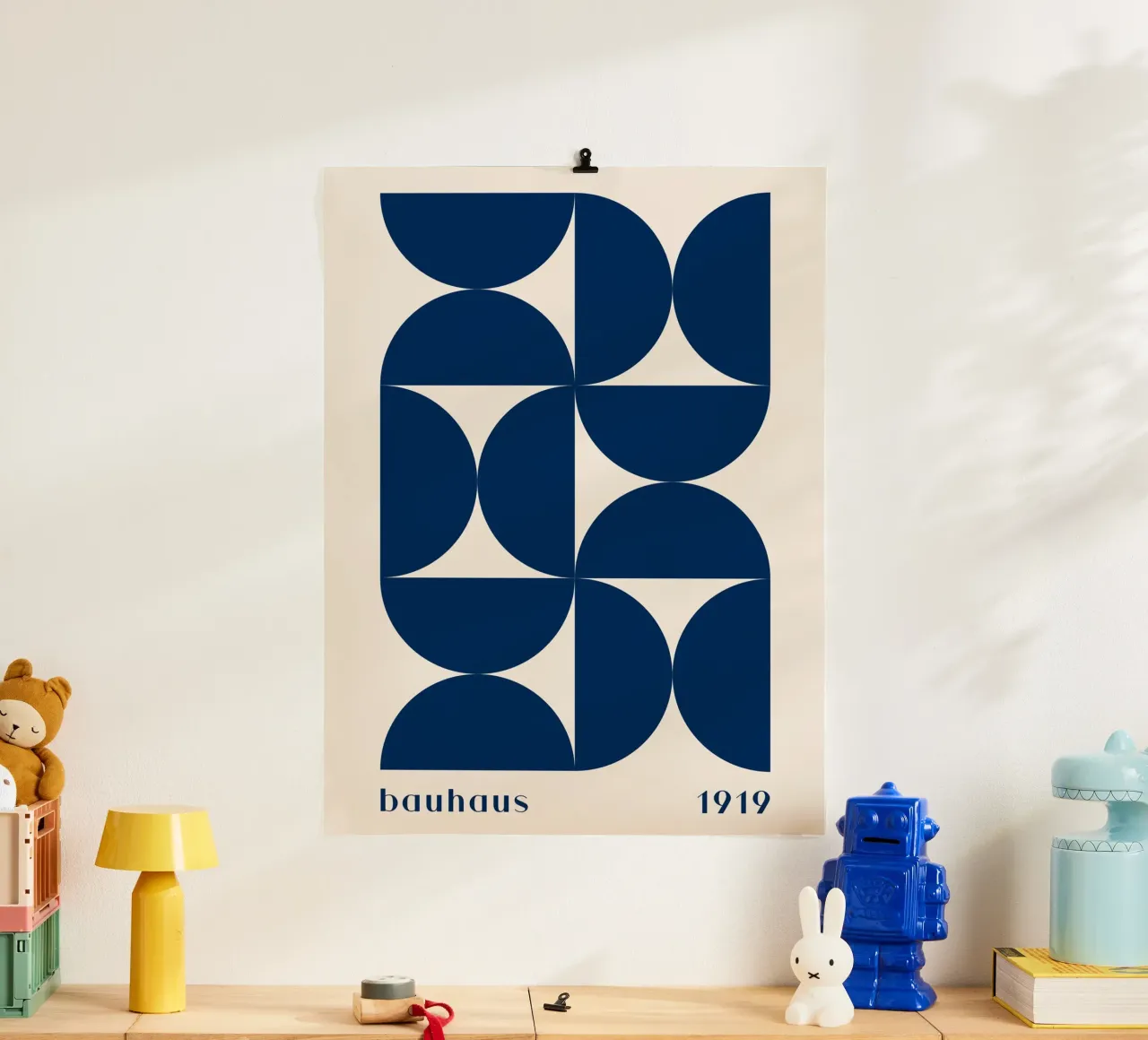 Bauhaus Geometry - Abstracte vormen in blauw hahnemühle van Whole©