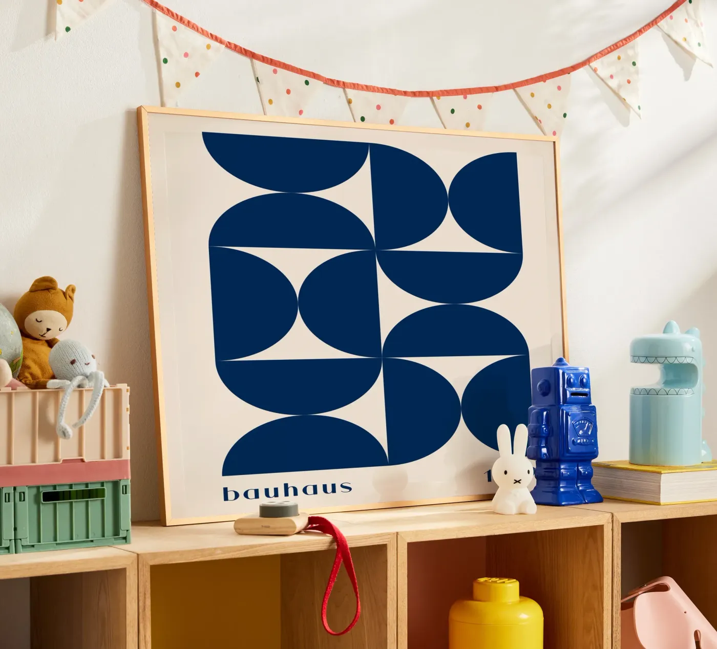Bauhaus Geometry - Abstract shapes in blue poster by Whole©