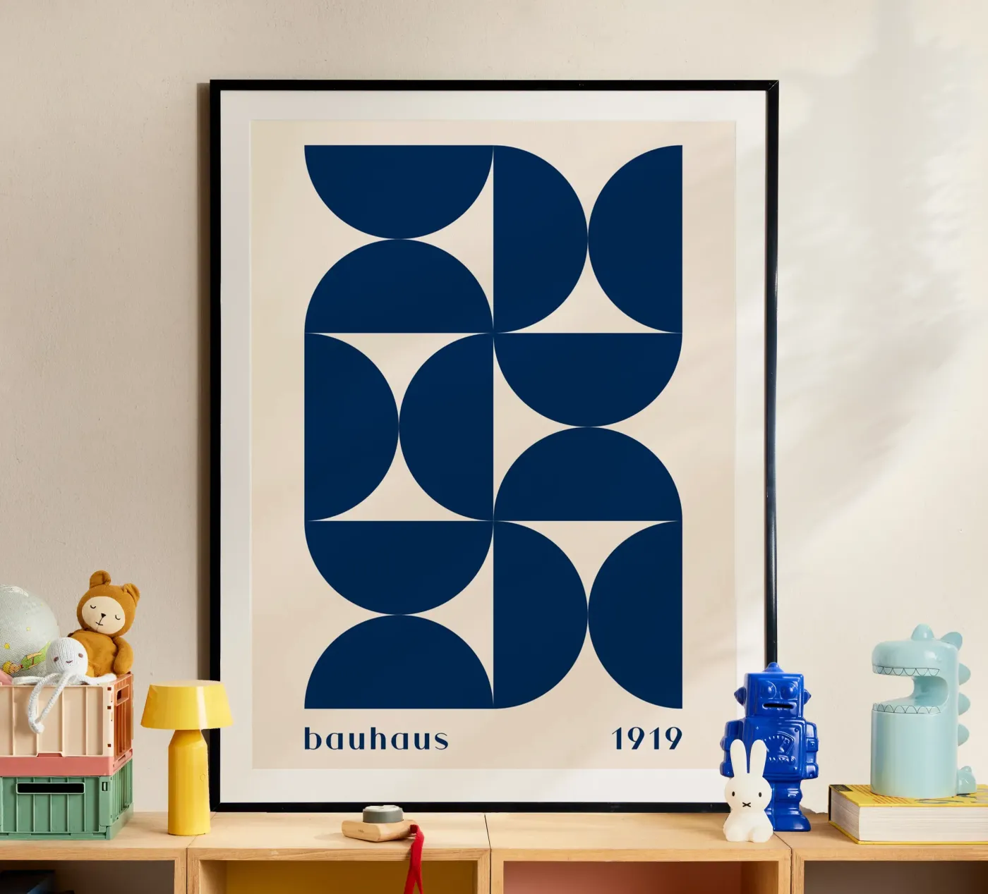 Bauhaus Geometry - Abstract shapes in blue poster by Whole©