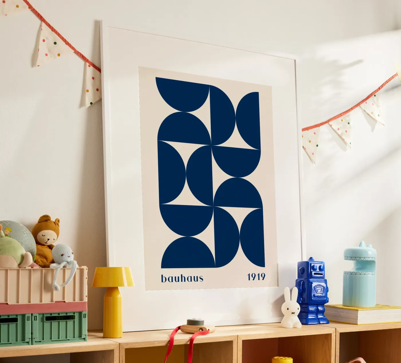 Bauhaus Geometry - Abstract shapes in blue poster by Whole©