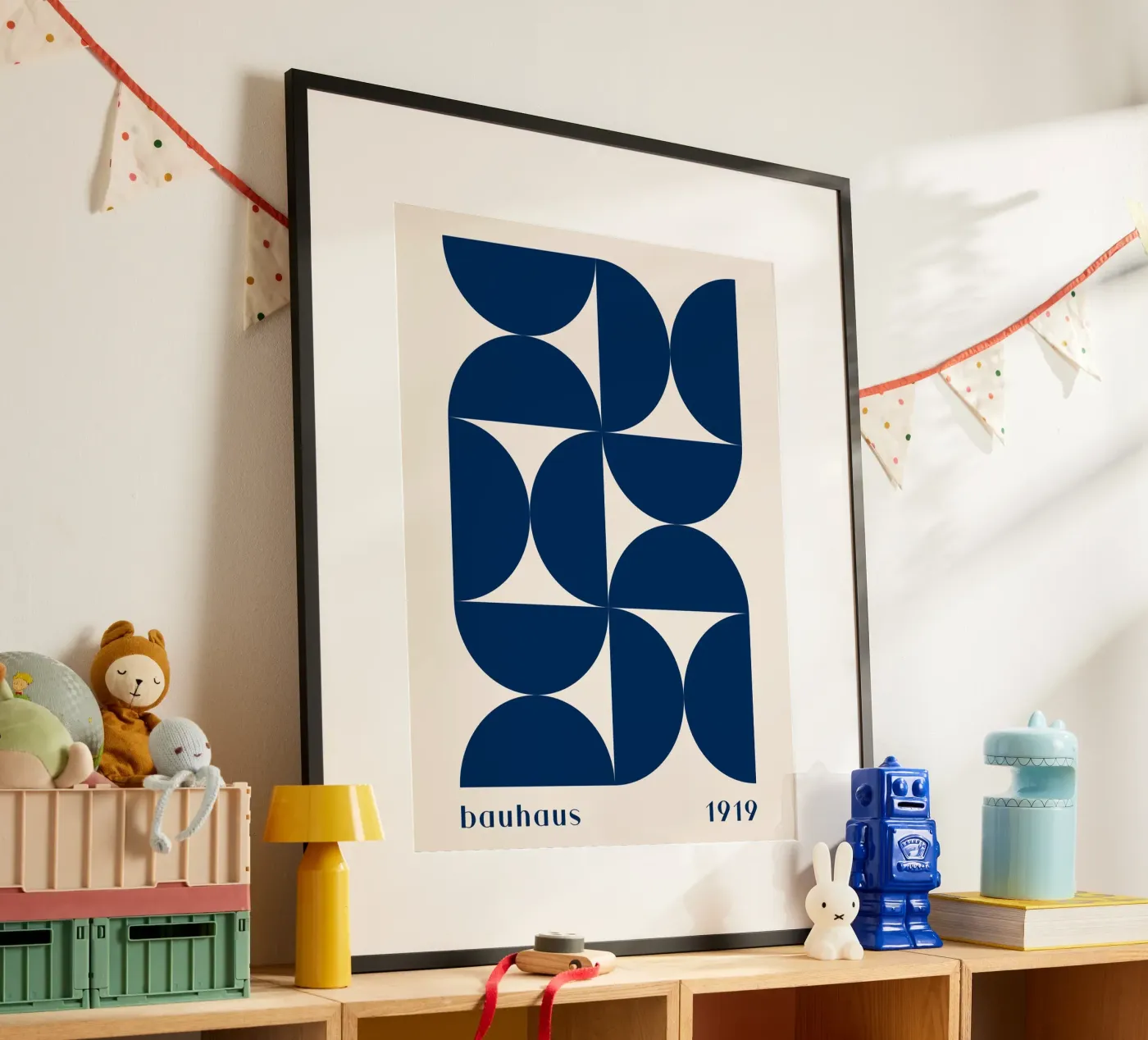 Bauhaus Geometry - Abstract shapes in blue poster by Whole©