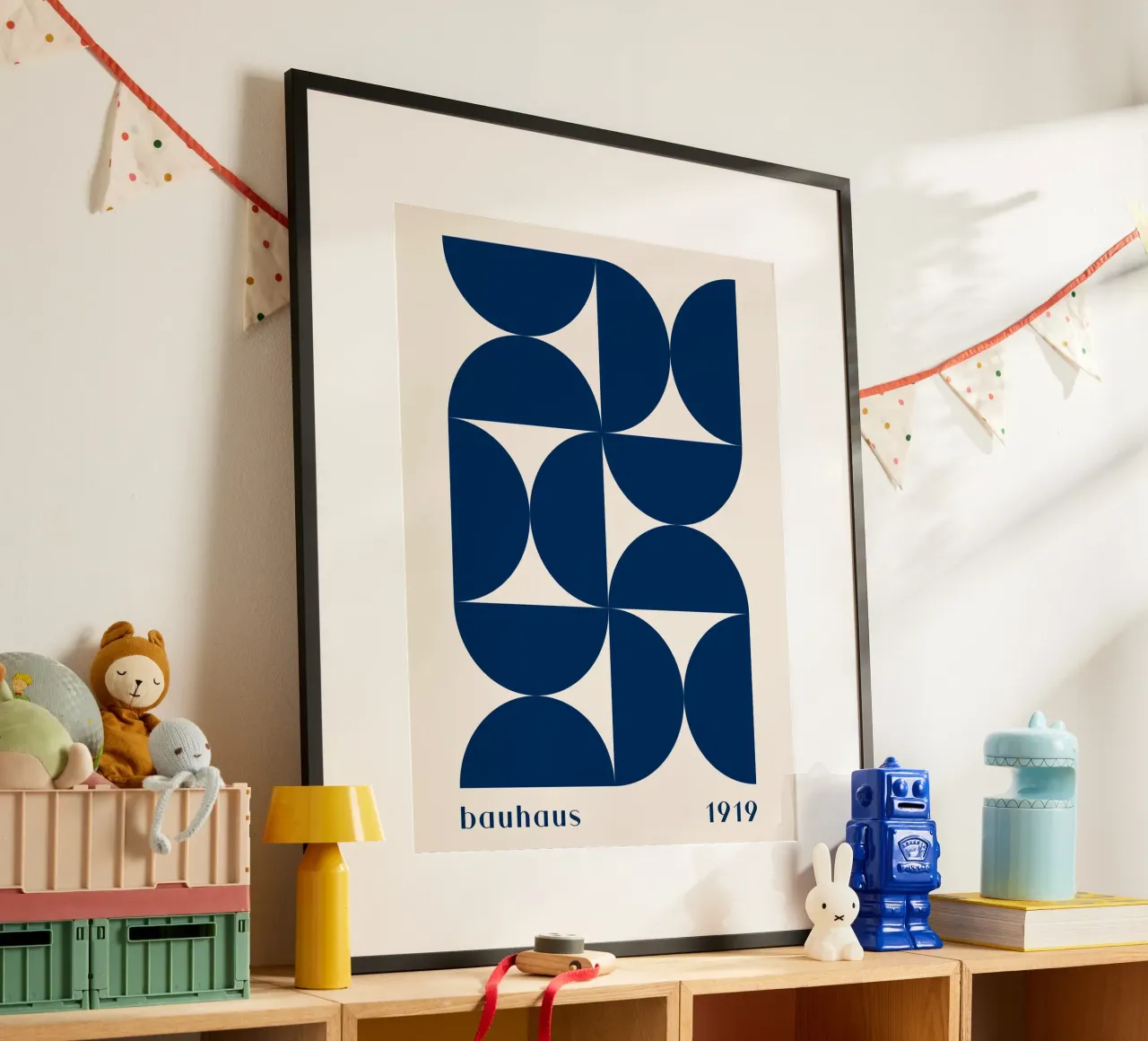 Bauhaus Geometry - Abstract shapes in blue hahnemühle by Whole©