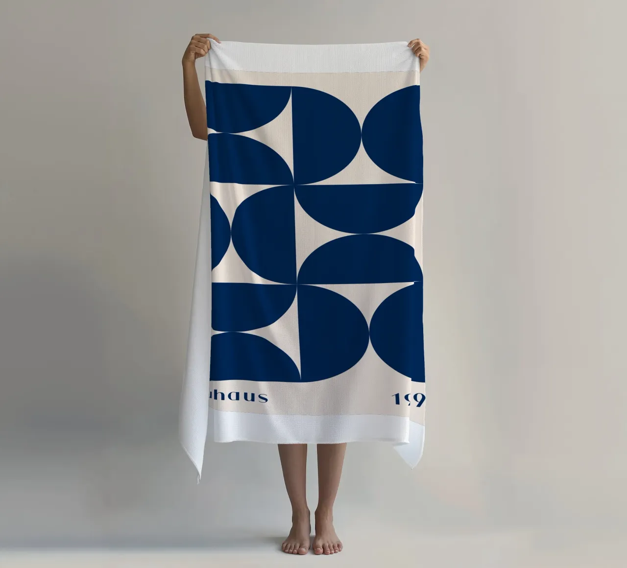 Bauhaus Geometry - Abstract shapes in blue beach towel by Whole©