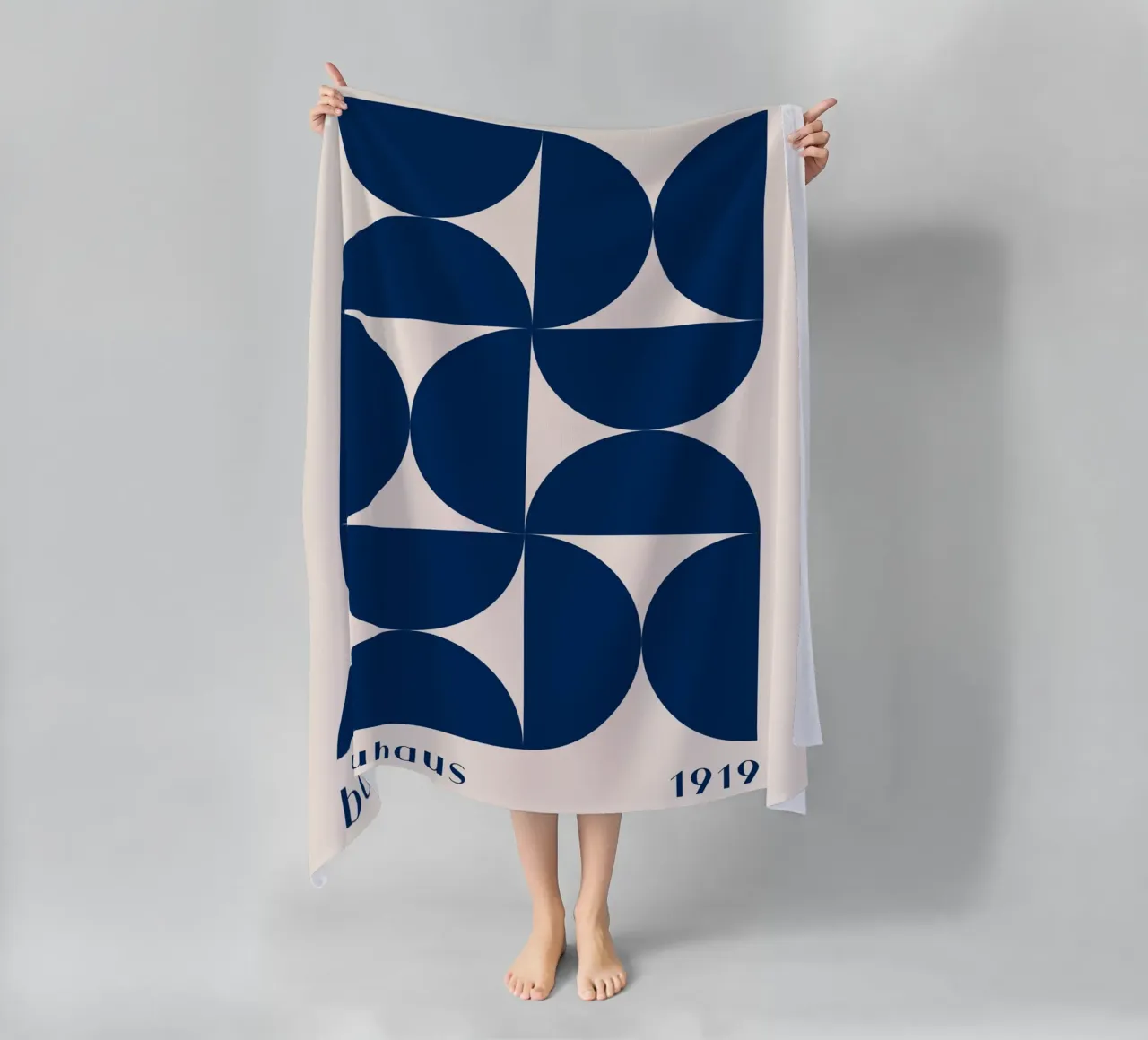 Bauhaus Geometry - Abstract shapes in blue beach towel by Whole©
