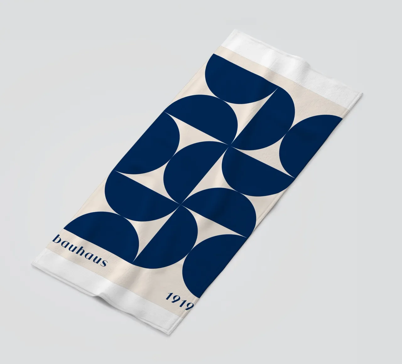 Bauhaus Geometry - Abstract shapes in blue beach towel by Whole©