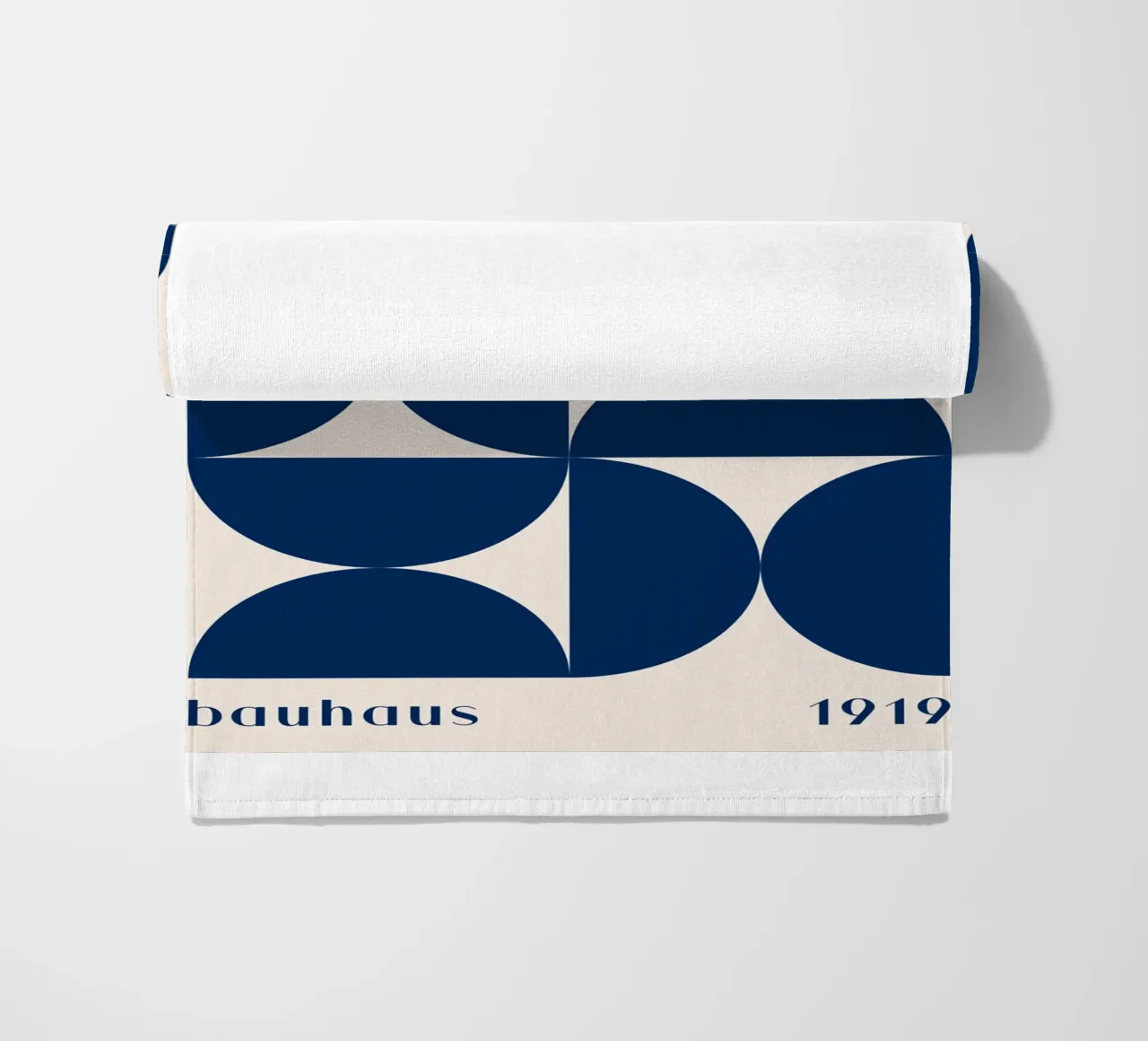 Bauhaus Geometry - Abstract shapes in blue beach towel by Whole©