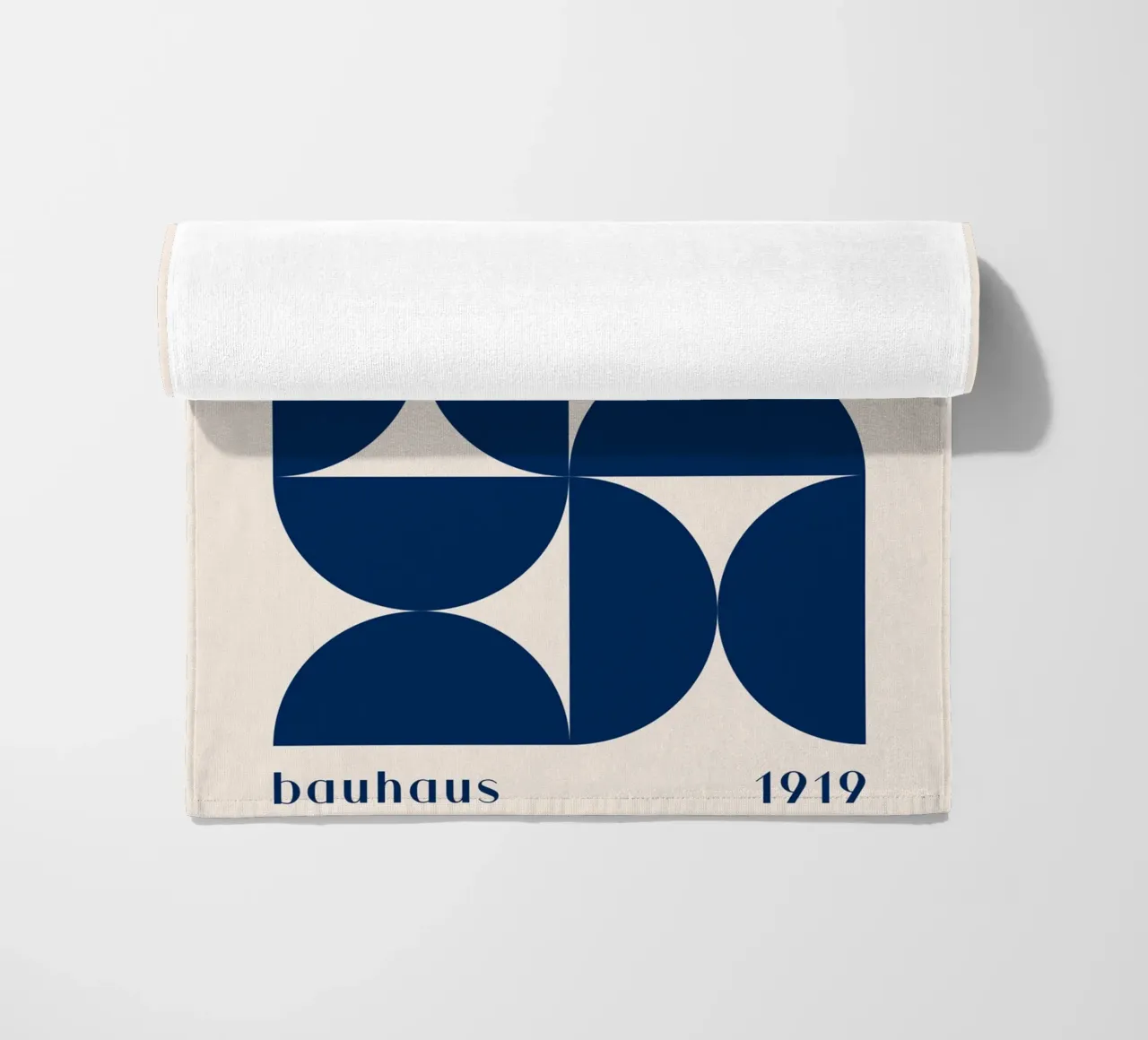 Bauhaus Geometry - Abstract shapes in blue beach towel by Whole©