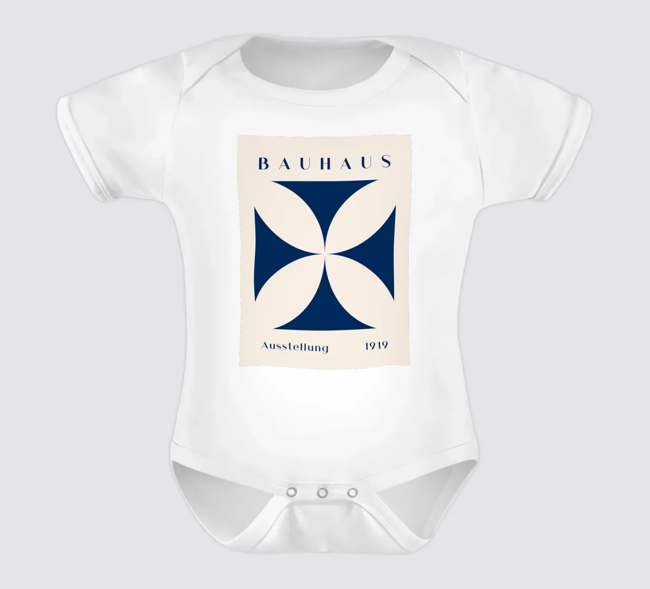 Mostra Bauhaus 1919 - Design geometrico in blu body neonato maniche corte da Whole©