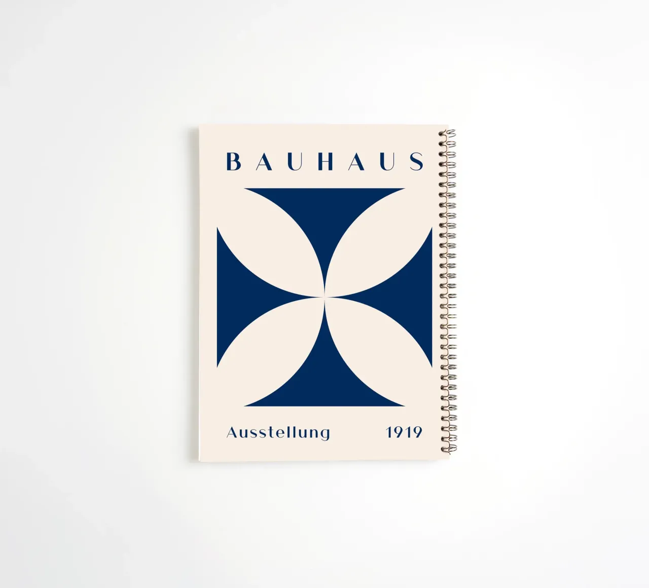 Bauhaus exhibition 1919 - Geometric design in blue spiral notebook by Whole©
