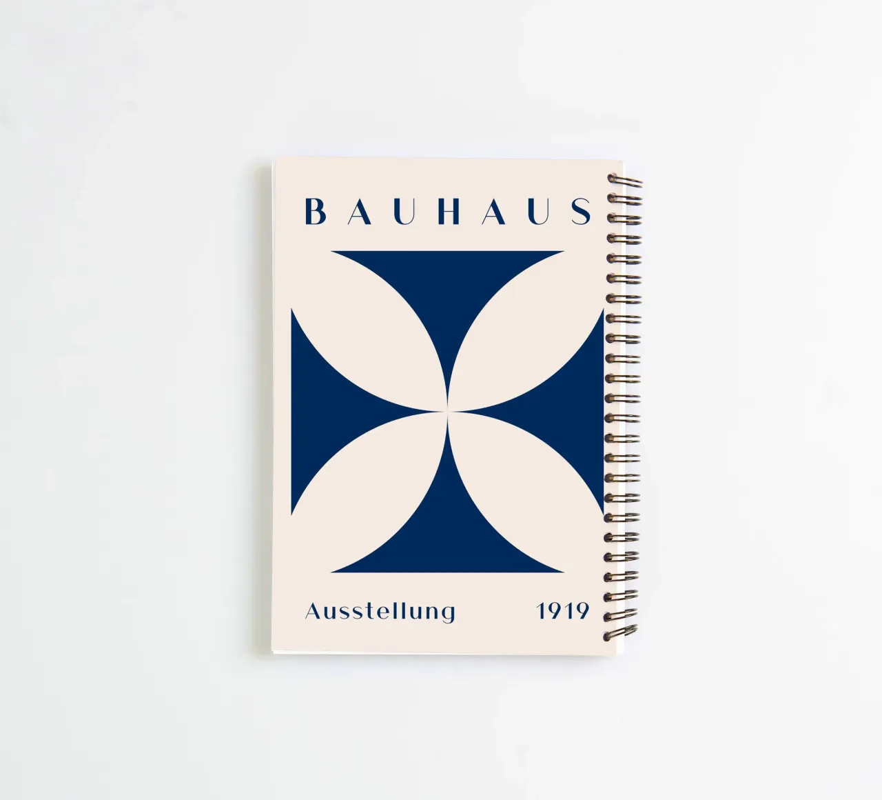 Bauhaus exhibition 1919 - Geometric design in blue spiral notebook by Whole©