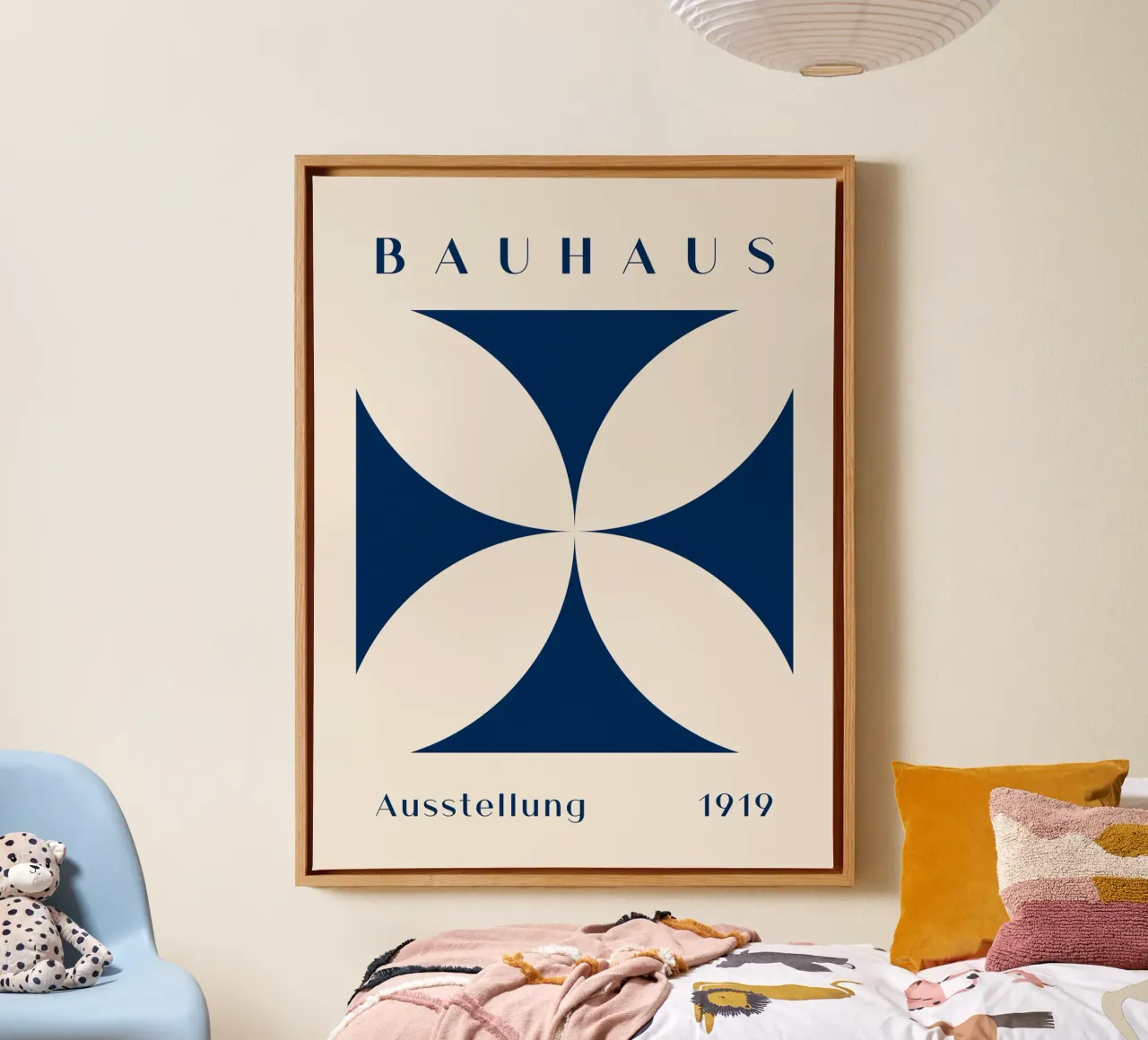 Mostra Bauhaus 1919 - Design geometrico in blu tela con Cornice a cassetta da Whole©