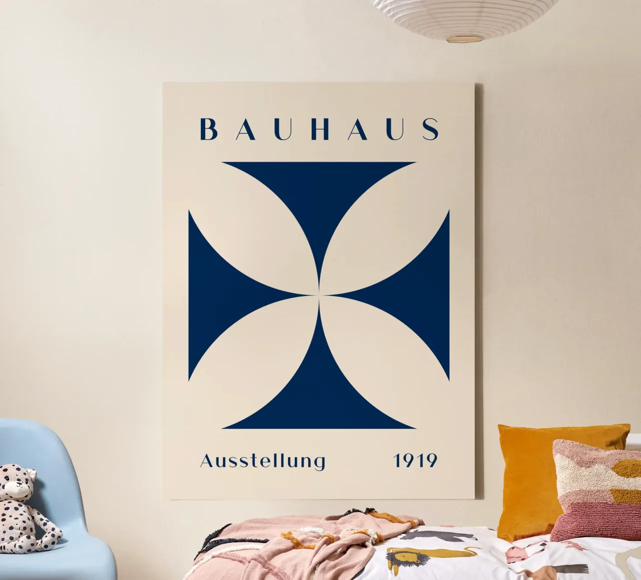 Mostra Bauhaus 1919 - Design geometrico in blu tela con Cornice a cassetta da Whole©