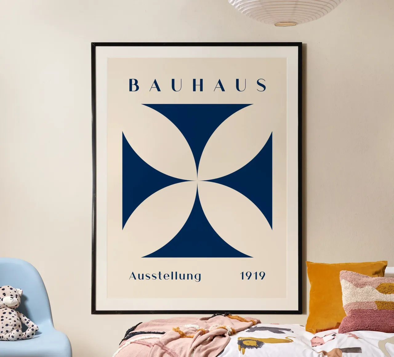 Bauhaus Ausstellung 1919 – Geometrisches Design in Blau Poster von Whole©