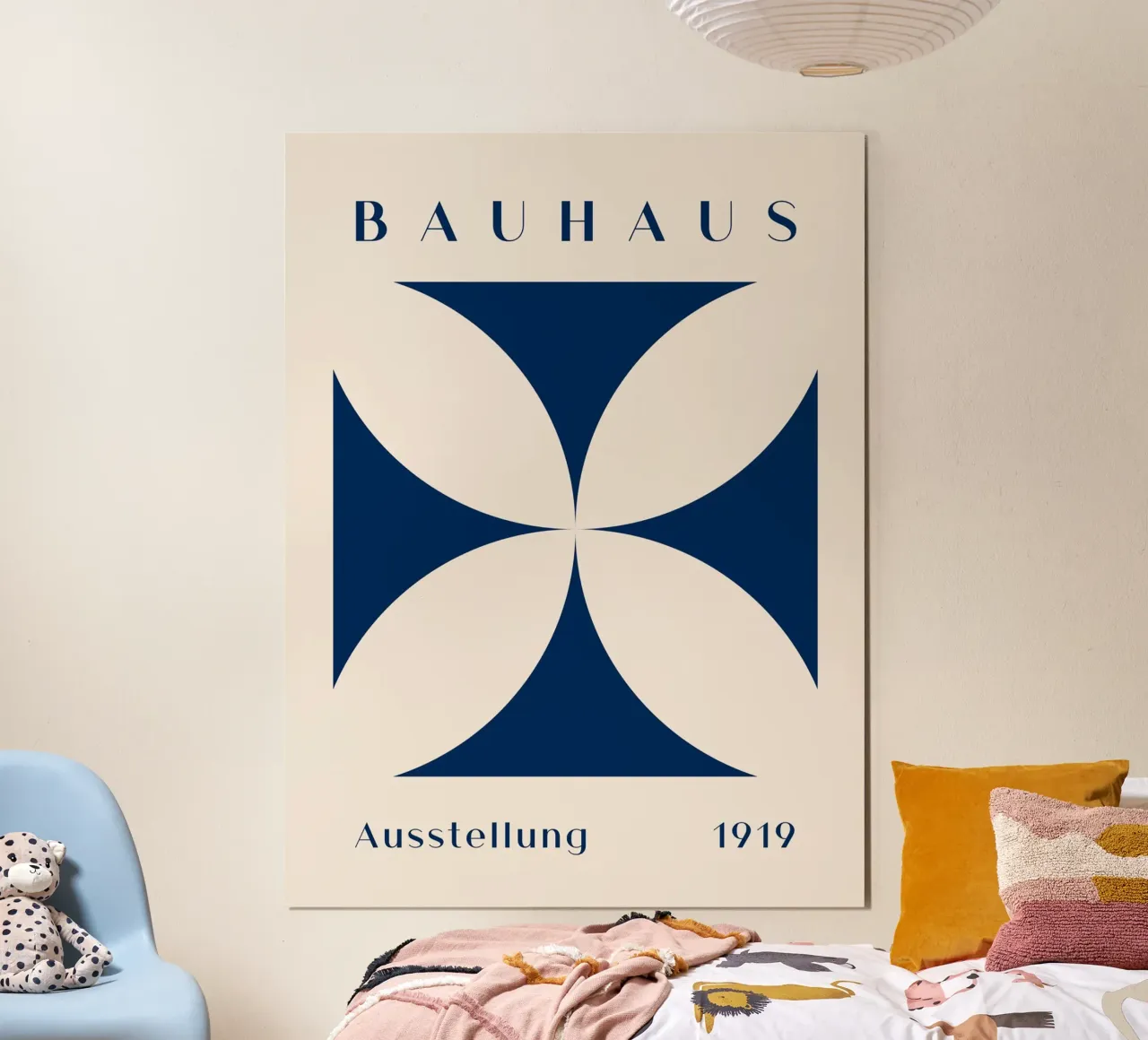Bauhaus Ausstellung 1919 – Geometrisches Design in Blau Poster von Whole©