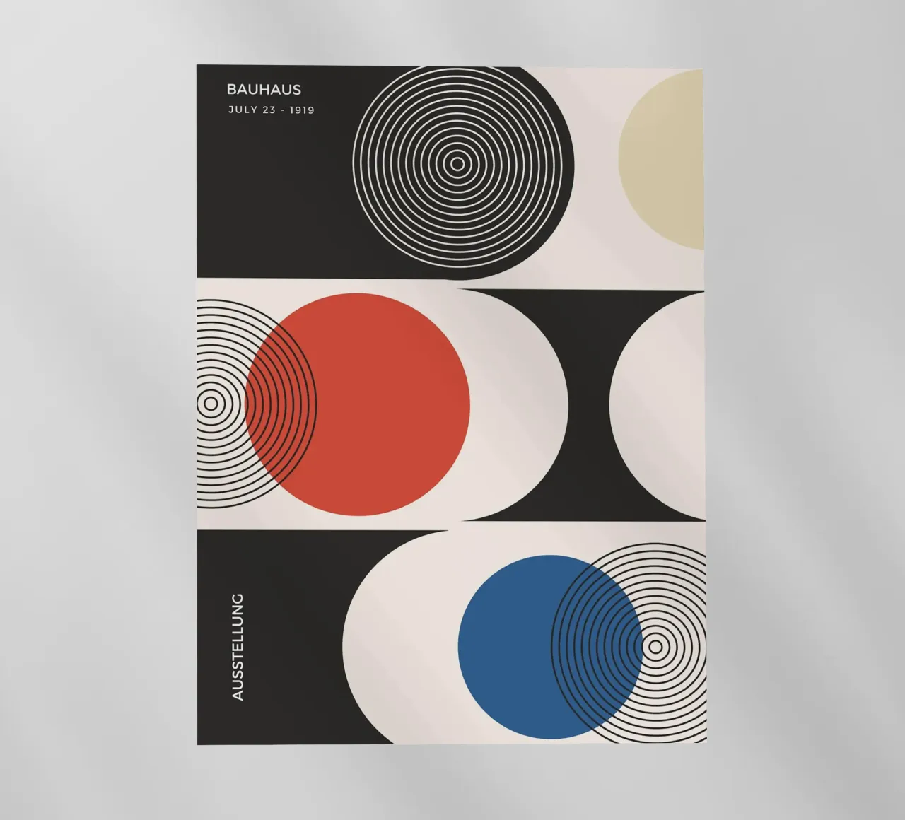 Bauhaus exhibition - Circles and primary colours design backlit film by Whole©