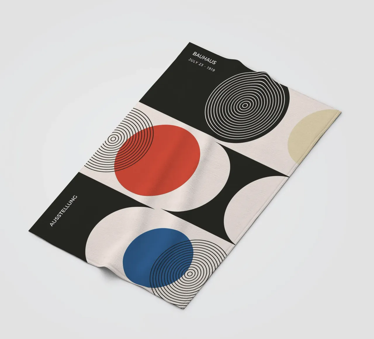 Bauhaus exhibition - Circles and primary colours design fleece blanket by Whole©