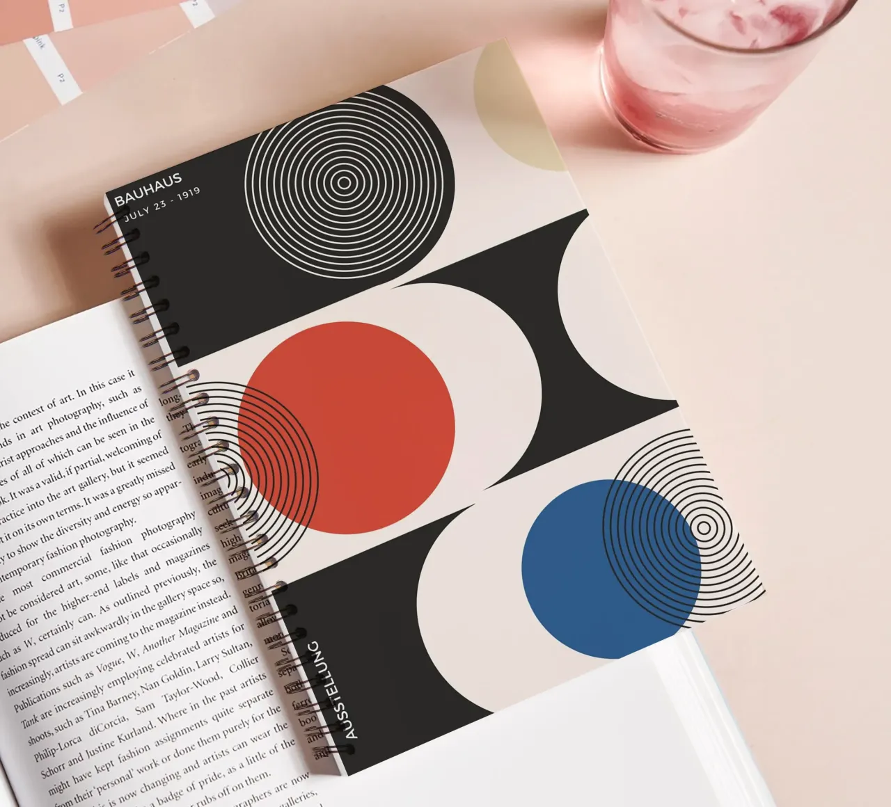 Bauhaus exhibition - Circles and primary colours design spiral notebook by Whole©