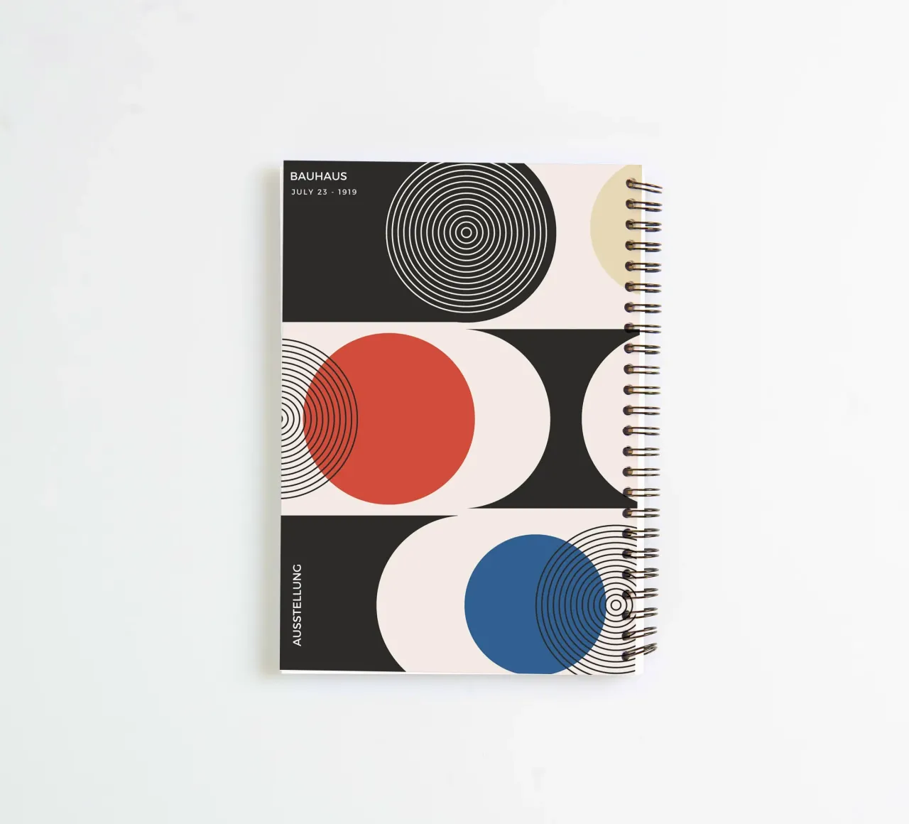 Bauhaus exhibition - Circles and primary colours design spiral notebook by Whole©